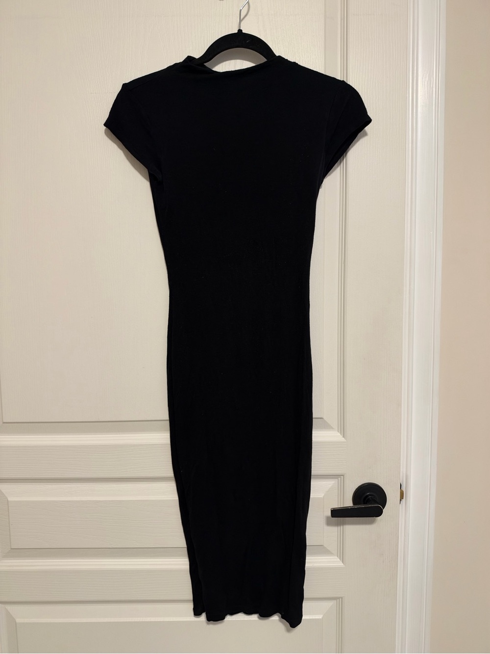 Fashion Nova Black Short-Sleeve Bodycon Midi Dress